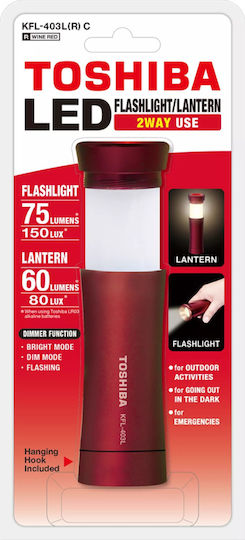 Toshiba Flashlight LED Dual Function with Maximum Brightness 75lm Red