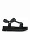 Oruga Up Leather Women's Flat Sandals Anatomic Sporty Flatforms in Black Color