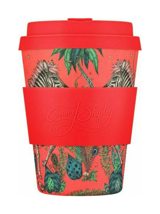 Ecoffee Cup Lost World Bamboo Cup with Lid Red 340ml