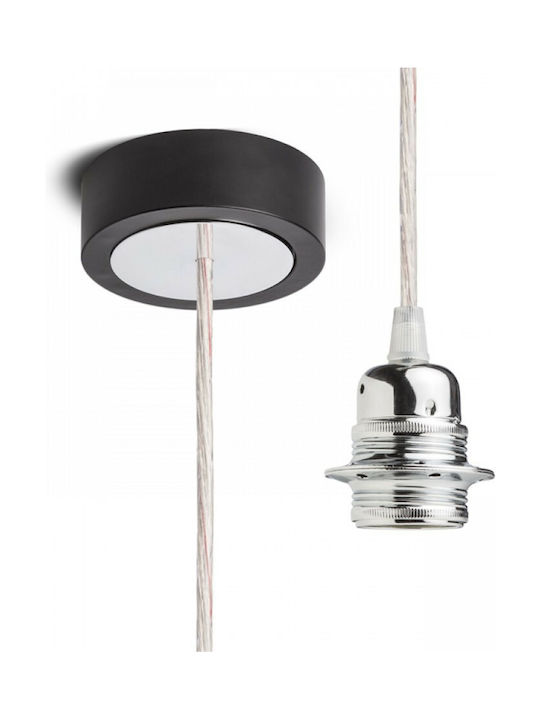 Rendl Light Studio Hex Black Pendant Light Suspension for Socket E27 Transparent