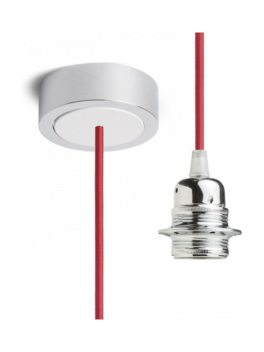 Rendl Light Studio Hex Chrome Pendant Light Suspension for Socket E27 Red