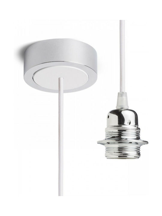 Rendl Light Studio Hex Chrome Pendant Light Suspension for Socket E27 White