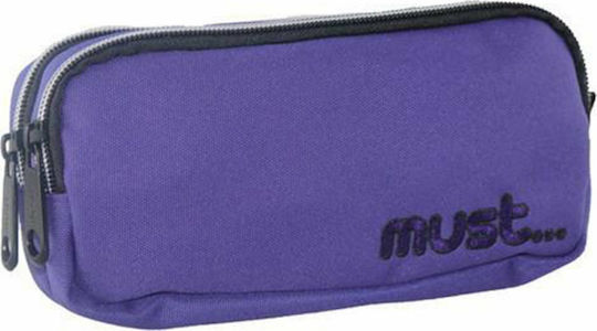 Must Monochrome Pencil Case with 2 Compartments Purple