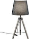 Trio Lighting Tripod Wood Table Lamp for Socket E27 with Gray Shade and Base