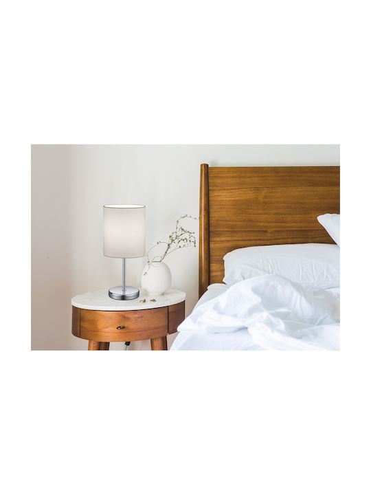 Trio Lighting Jerry Metal Table Lamp for Socket E14 LED with White Shade and Silver Base