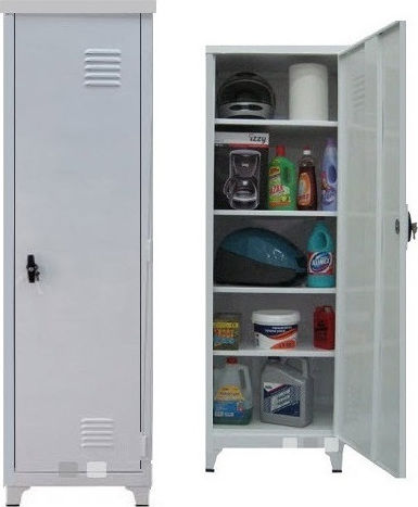 Single Door Wardrobe 62175 Metallic Galvanized with 4 Shelves With shelves 62x45x175cm