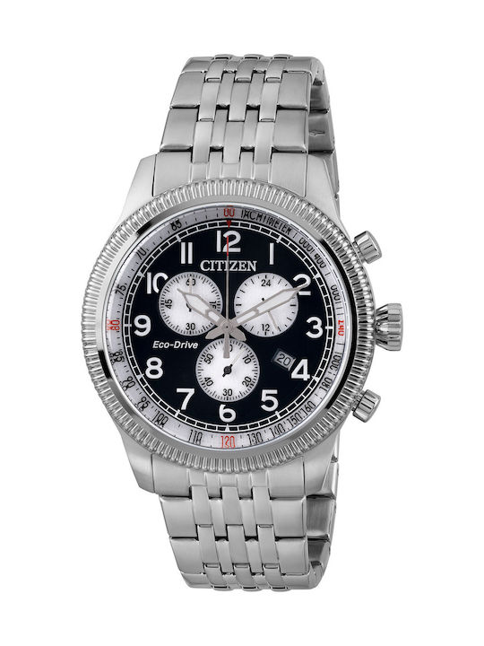 Citizen Ceas Barbati 42.5mm Cronograf Baterie cu Brățară din metal Argintie
