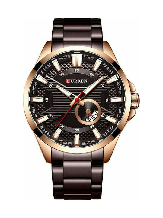 Curren Watch Battery with Brown Metal Bracelet