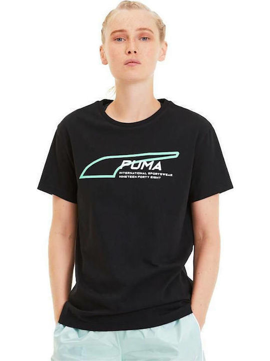 Puma Evide Formstrip Damen T-Shirt Gestreift Schwarz