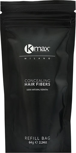 Kmax Milano Color Refill for Hair Thinning Coverage with Keratin Concealing Hair Fibers Black Edition 64g