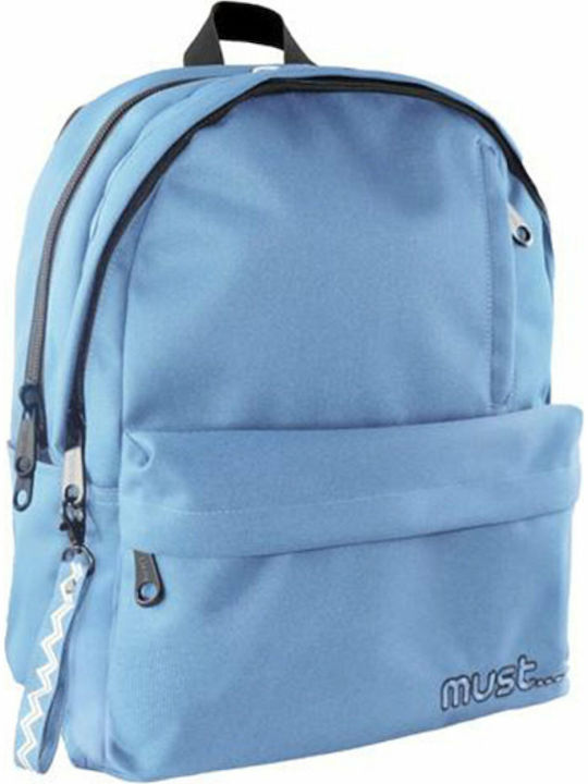 Must Monochrome Rpet Double Blue School Bag Backpack Junior High-High School in Light Blue color L39 x W19 x H42cm 25lt