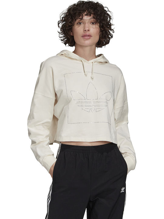 Adidas Originals Cropped Cropped Hanorac pentru Femei Cu glugă Alb