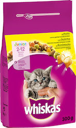 Whiskas Junior Hrană Uscată pentru Pisici Tinere cu Pui 0.3kg