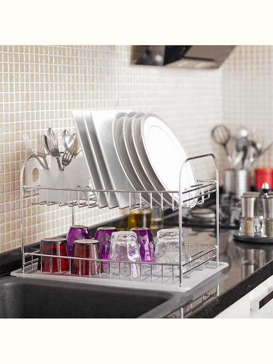 Tekno-Tel Metallic Silver Sink Strainer 48x33x32cm