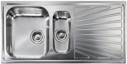 Sanitec Drop-In Мивка Ляв Inox Грапав Ш100xД50см Сребрист