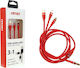 AMiO UC-7 Braided USB to Lightning / Type-C / micro USB 1.2m 3.1A Cable Red