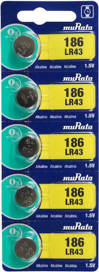 Murata Batterien Alkalisch für Uhren LR43 1.5V 5Stück