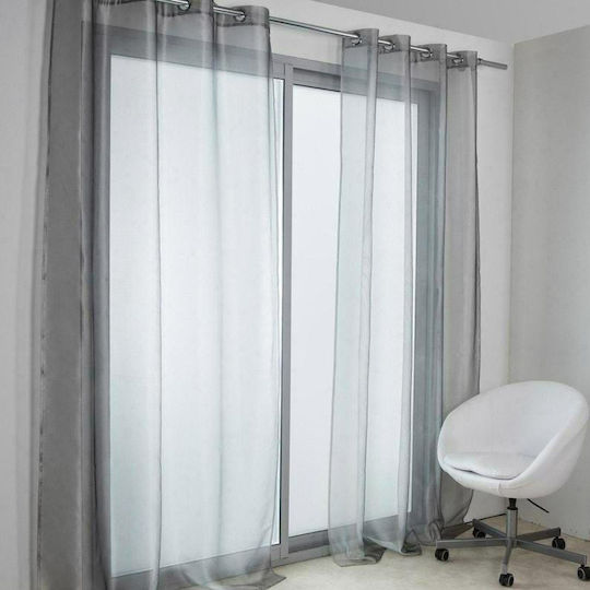Mc Decor Κουρτίνα με Τρουκς Check Γκρι 140x250εκ.