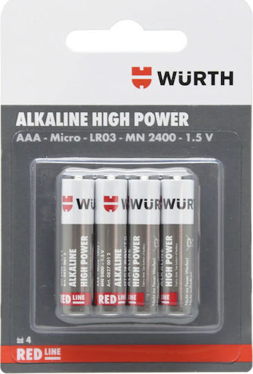 Wurth Red Line Алкални Батерии AAA 1.5V 4бр 08270012