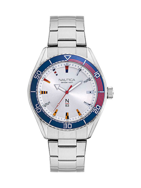 Nautica Finn World Uhr Batterie mit Silber Metallarmband