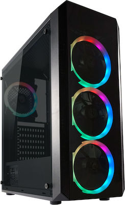 LC-Power 703B Quad Luxx Gaming Midi-Turm Computergehäuse mit RGB-Beleuchtung Schwarz