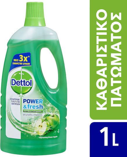 Dettol Power & Fresh Καθαριστικό Υγρό Πατώματος με Απολυμαντική Δράση Πράσινο Μήλο 1lt