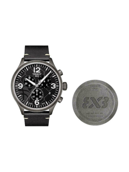 Tissot Chrono XL Watch Chronograph with Black Leather Strap