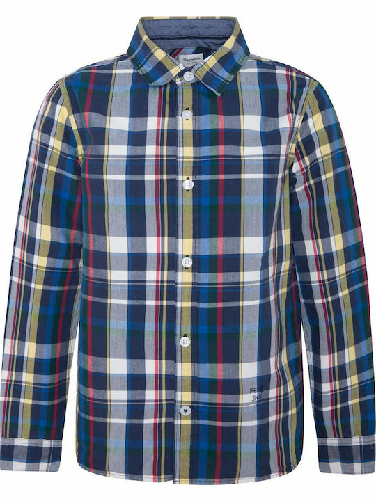 Pepe Jeans Kids Checked Shirt Navy Blue