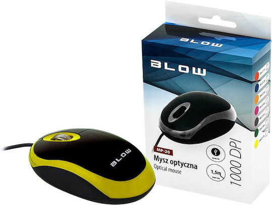 Blow MP-20 Ενσύρματο Mini Ποντίκι Κίτρινο