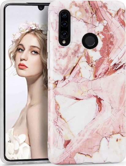 Wozinsky Marble Back Cover Σιλικόνης Ροζ (Huawei P30 Lite)