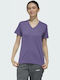 Adidas Designed 2 Move Solid Women's Athletic Blouse Short Sleeve with V Neckline Tech Purple