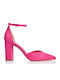 Sante Suede Pointed Toe Fuchsia High Heels with Strap