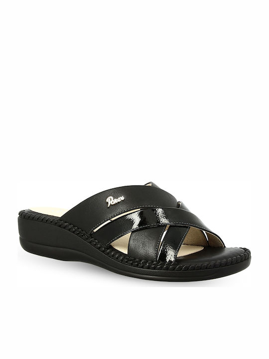 Parex Leather Women's Flat Sandals Anatomic in Black Color