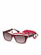 Guess Women's Sunglasses with Brown Tartaruga Horn-Rimmed Frame and Burgundy Lens GU7652 69T