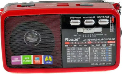 RX-7600 Portable Radio Battery with USB Red