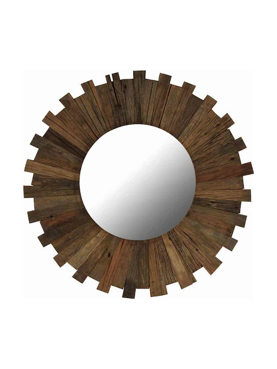 vidaXL Wall Mirror with Brown Wooden Frame Diameter 70cm 1pcs