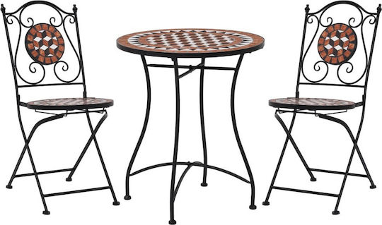 Garten- und Outdoor-Möbelsets für kleinen Raum Bistro Μωσαϊκό 3 Stück Τερακότα
