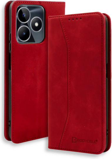 Wallet Δερμάτινο Κόκκινο (Realme C35)