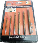 Set of 4 Drills Titanium with Cylindrical Shank for Wood