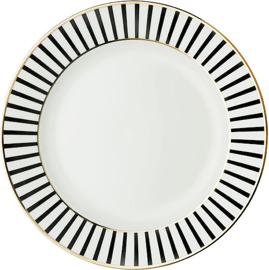 Dutch Rose Dessert Plate Stripe Plate Desert made of Porcelain Gold with Diameter 18cm