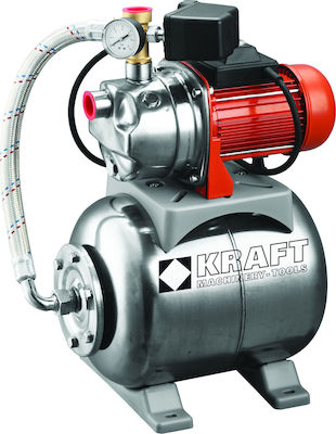 Kraft 43532 Einstufig Einphasig Wasserdruckpumpe mit Behälter 20 Liter 1.3hp