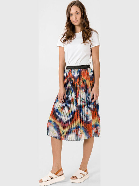 Dora Pleated High-waisted Midi Skirt Floral Multicolored