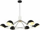 Aca Pendant Chandelier for 6 Bulbs E14, E.14 Black