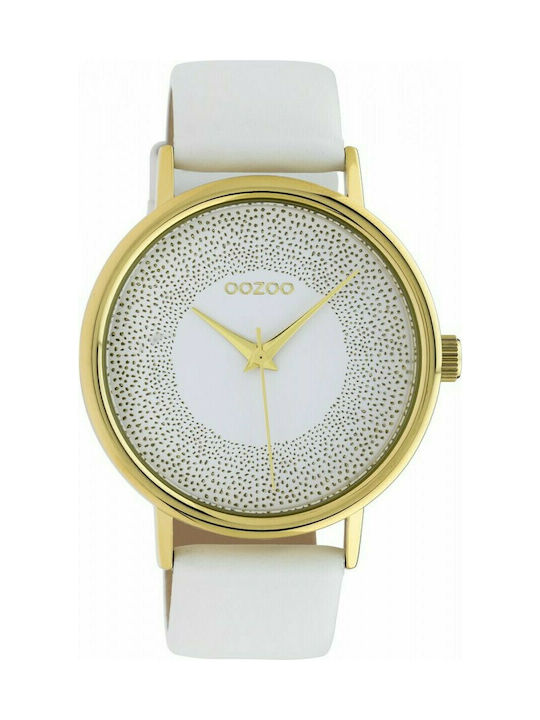 Oozoo Watch with White Leather Strap