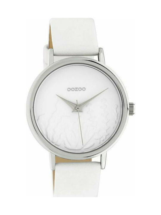 Oozoo Watch with White Leather Strap