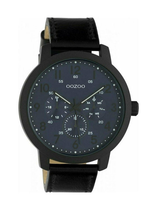 Oozoo Uhr Chronograph Batterie mit Schwarz Lederarmband C10509