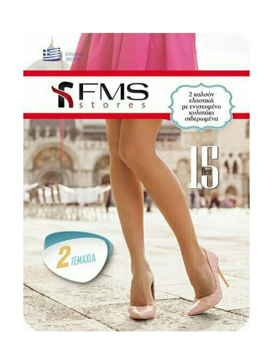 FMS Tights 15 Den Elastic Reinforced Tights - Double Pack Offblack