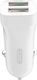 XO Car charger Φορτιστής Αυτοκινήτου 2.1A Γρήγορης Φόρτισης με Θύρες: 2xUSB Λευκός