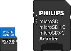 Philips Ultra Pro microSDXC 64GB Clasa 10 U3 V30 UHS-I cu adaptor