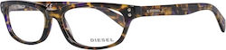 Diesel Plastic Eyeglass Frame Brown Tortoise DL5038-055